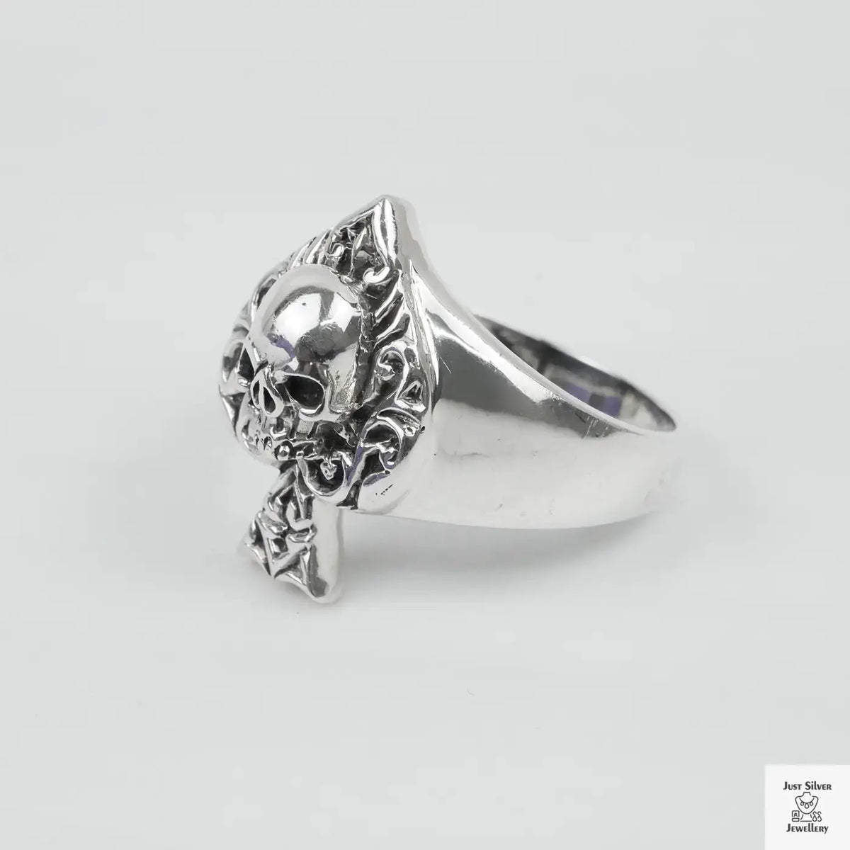 Silver Bold "Ace & Skull" Gents Ring Just Silver Jewellery