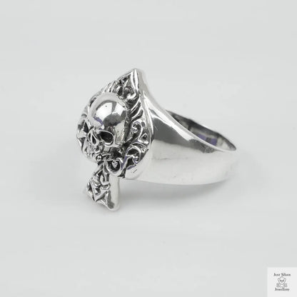 Silver Bold "Ace & Skull" Gents Ring Just Silver Jewellery