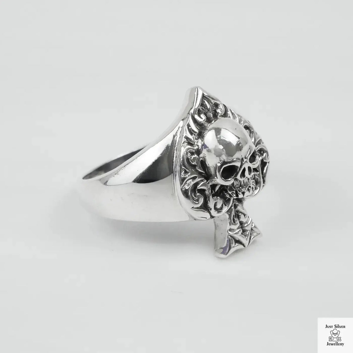 Silver Bold "Ace & Skull" Gents Ring Just Silver Jewellery