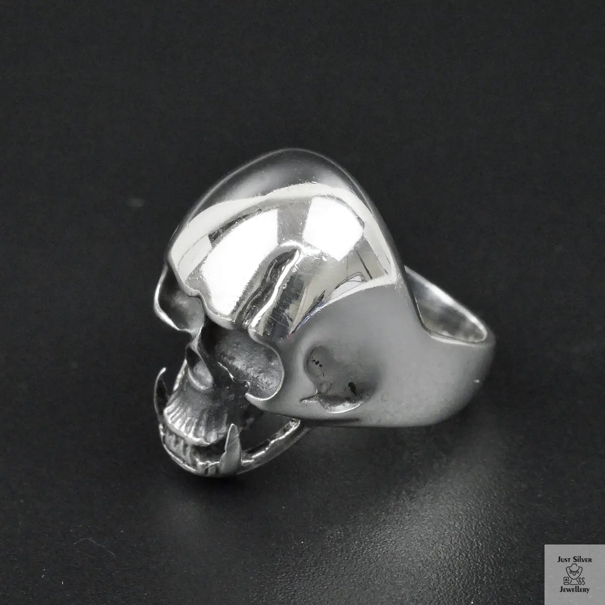 Silver Bold "Tusked Skull" Gents Ring Just Silver Jewellery
