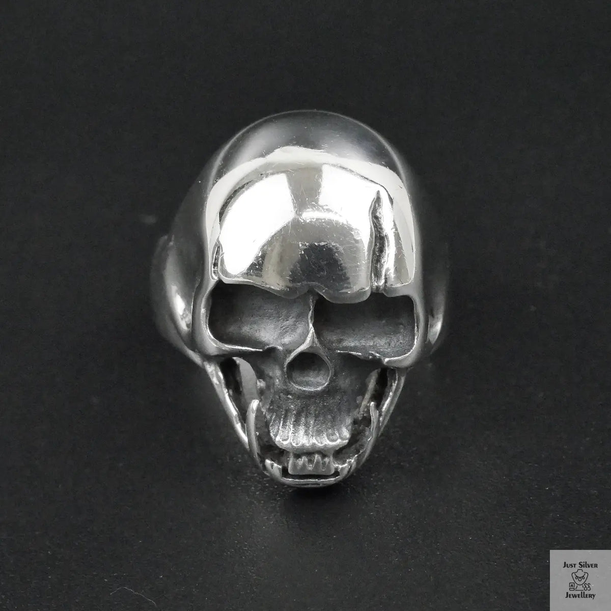 Silver Bold "Tusked Skull" Gents Ring Just Silver Jewellery