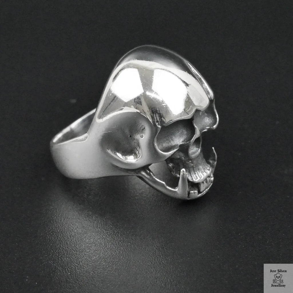 Silver Bold "Tusked Skull" Gents Ring Just Silver Jewellery