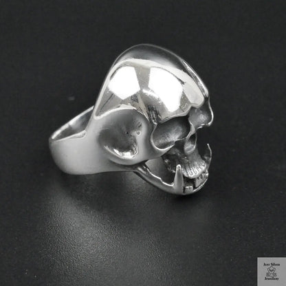 Silver Bold "Tusked Skull" Gents Ring Just Silver Jewellery