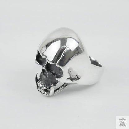 Silver Bold "Tusked Skull" Gents Ring Just Silver Jewellery