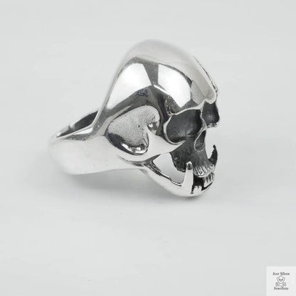 Silver Bold "Tusked Skull" Gents Ring Just Silver Jewellery