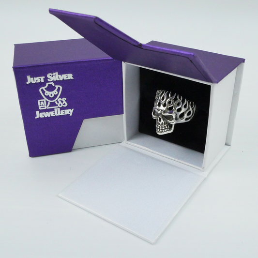 Silver "Flaming Skull" Gents Ring