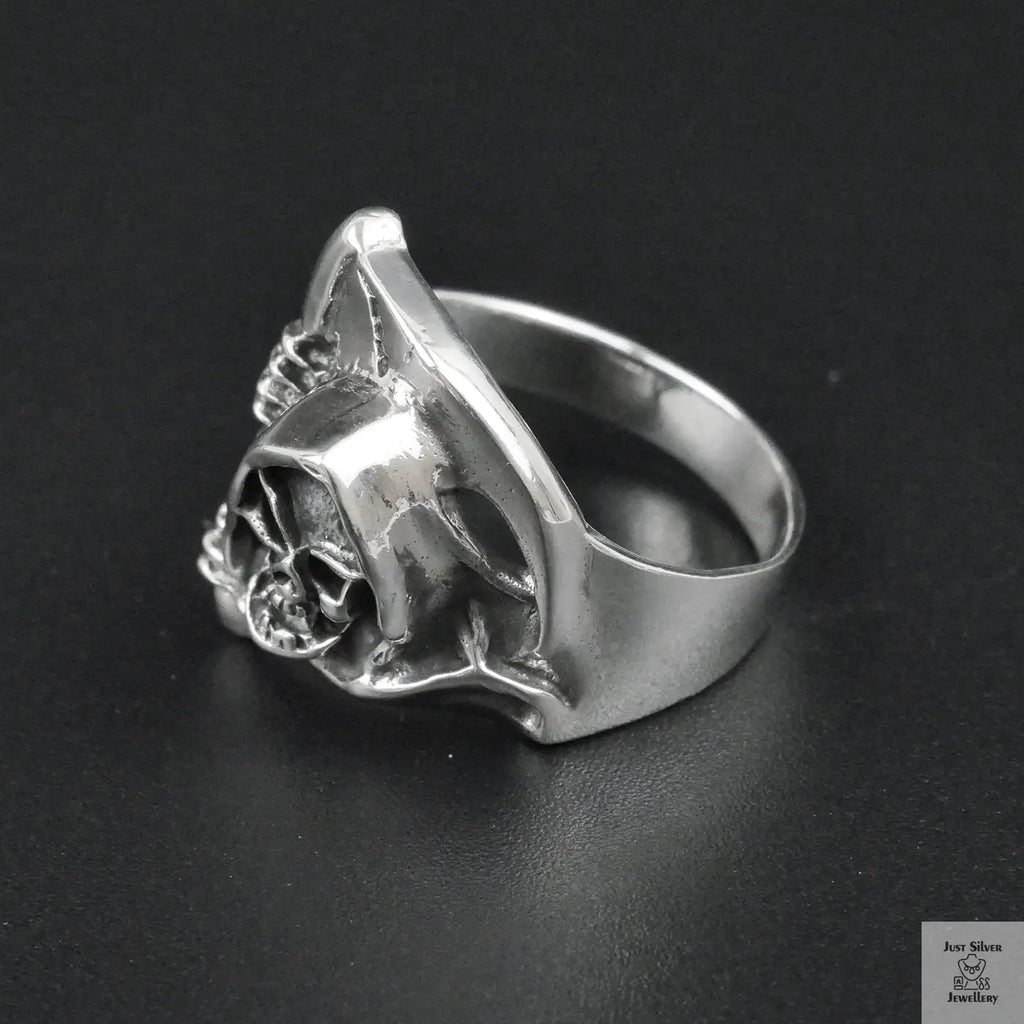 Silver Bold "Grim Reaper" Gents Ring Just Silver Jewellery