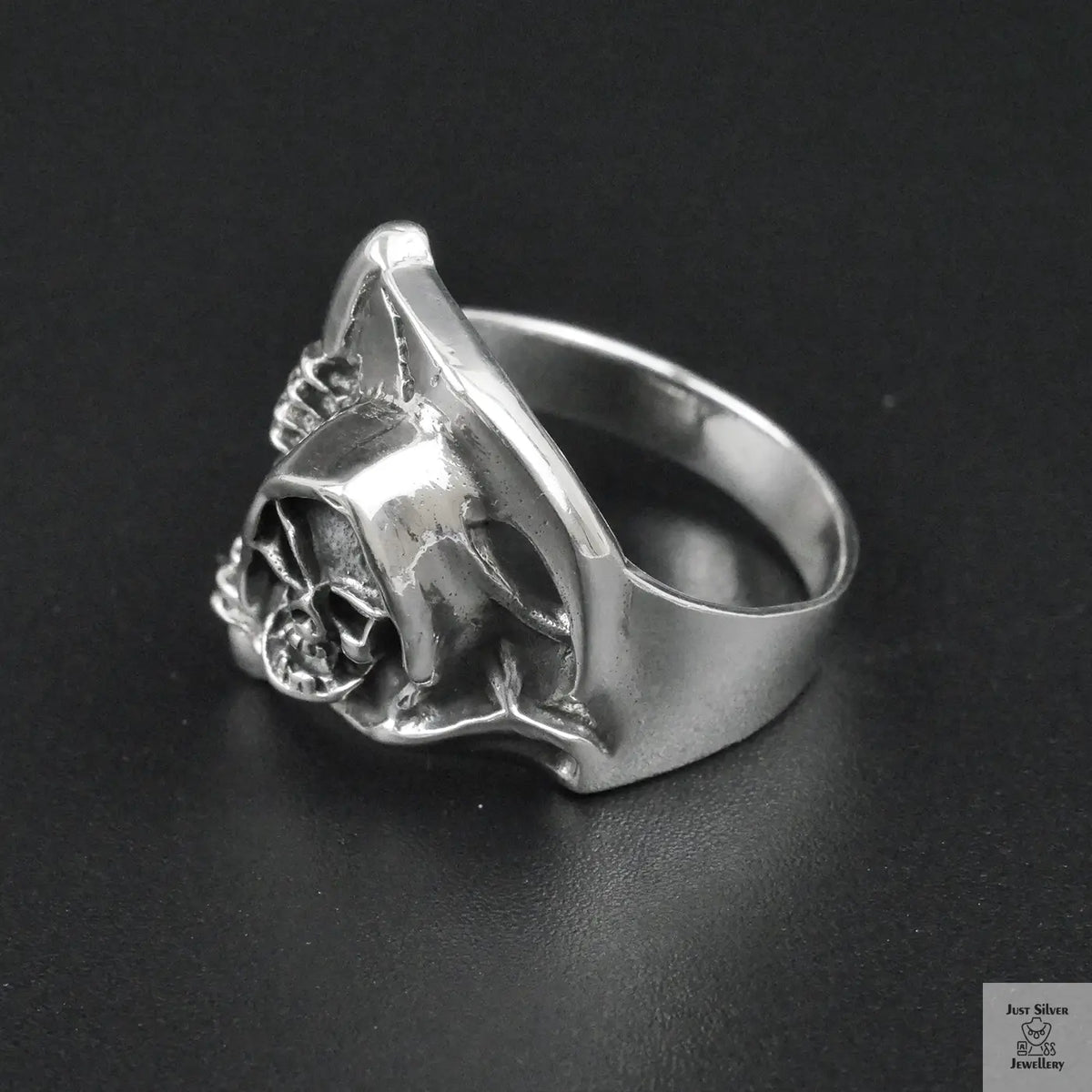 Silver Bold "Grim Reaper" Gents Ring Just Silver Jewellery