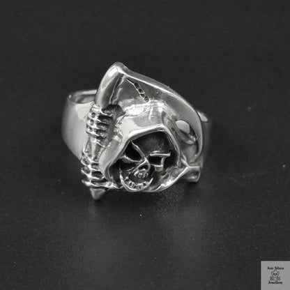 Silver Bold "Grim Reaper" Gents Ring Just Silver Jewellery