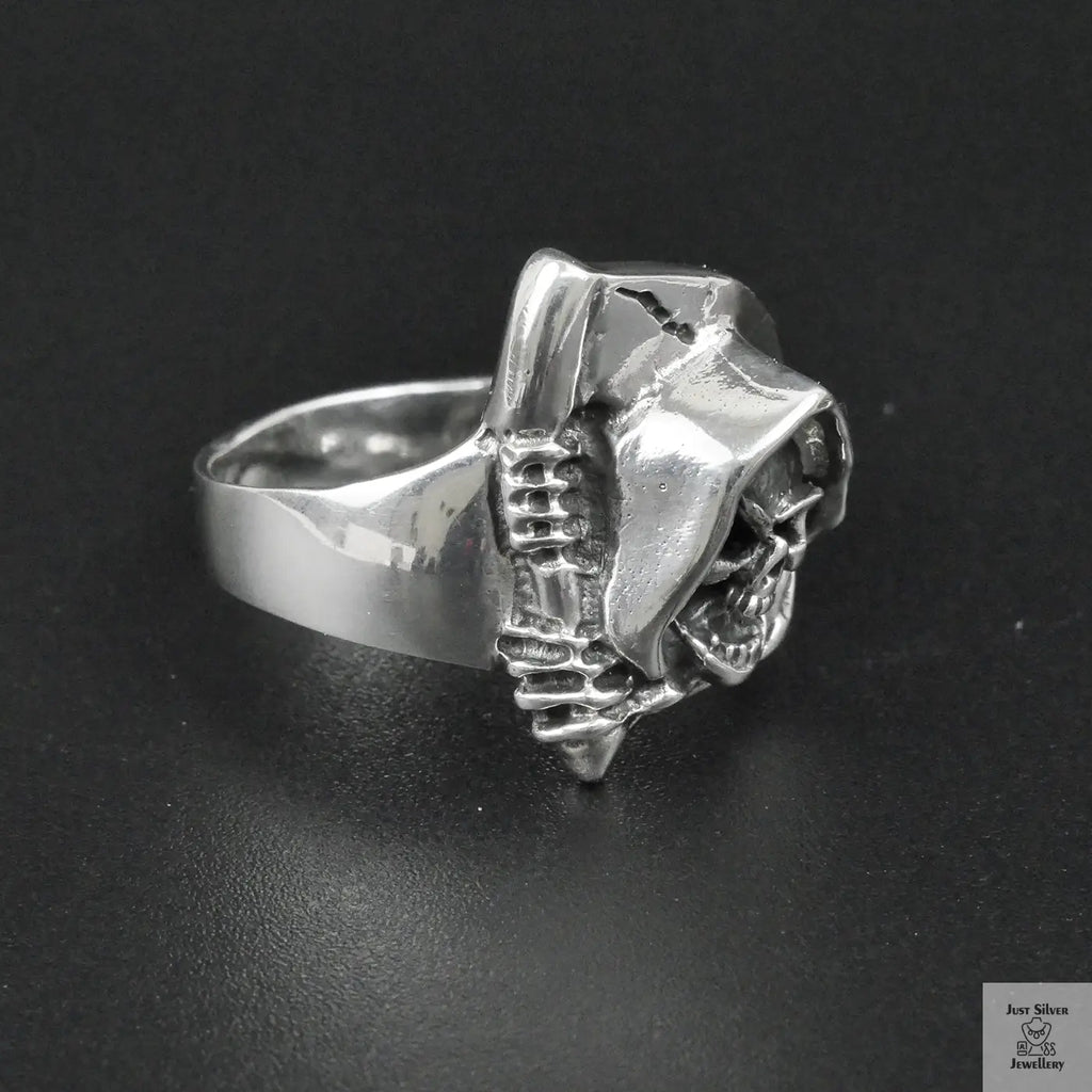 Silver Bold "Grim Reaper" Gents Ring Just Silver Jewellery