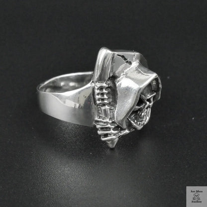 Silver Bold "Grim Reaper" Gents Ring Just Silver Jewellery