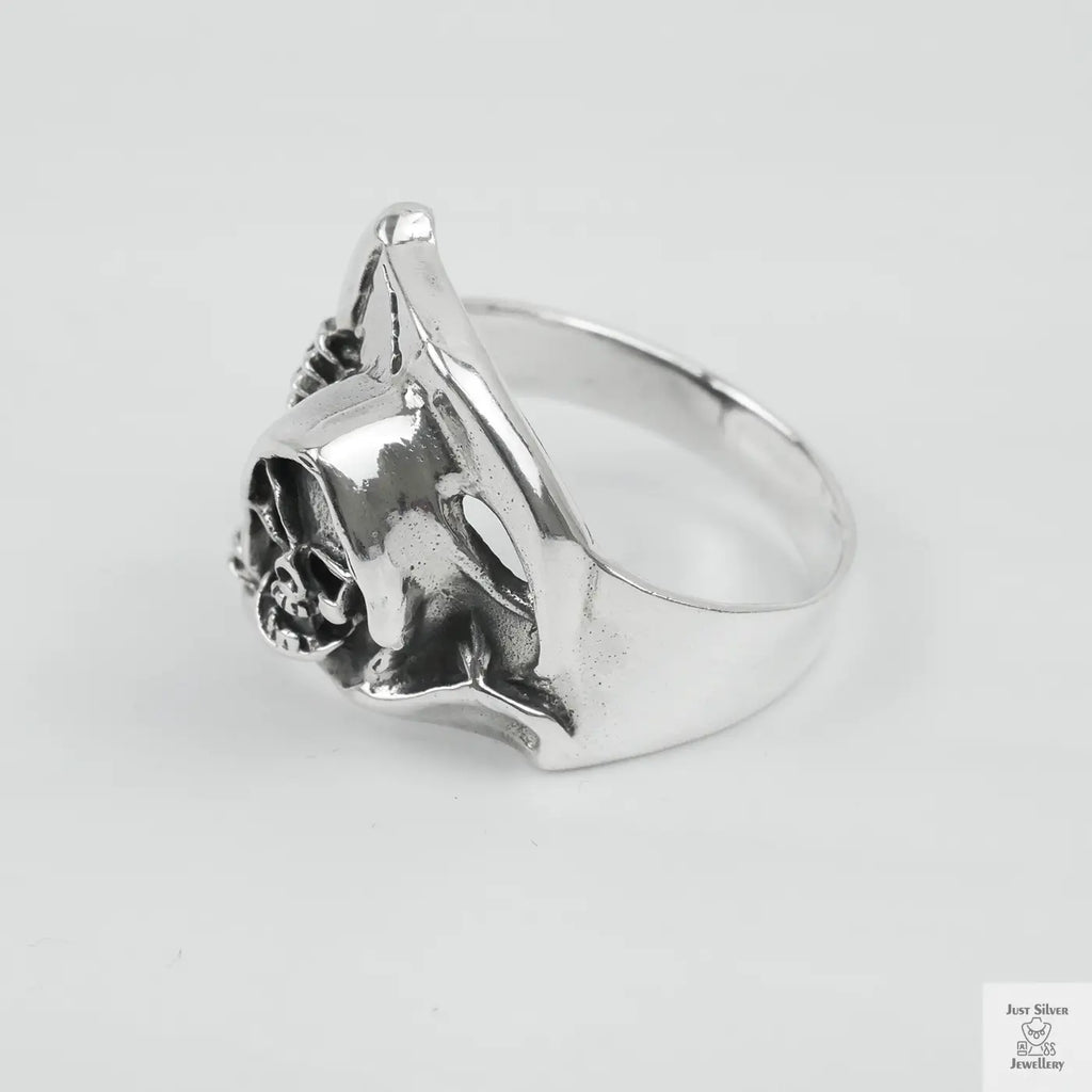 Silver Bold "Grim Reaper" Gents Ring Just Silver Jewellery