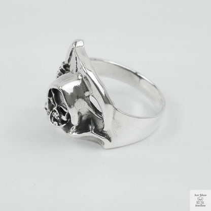 Silver Bold "Grim Reaper" Gents Ring Just Silver Jewellery