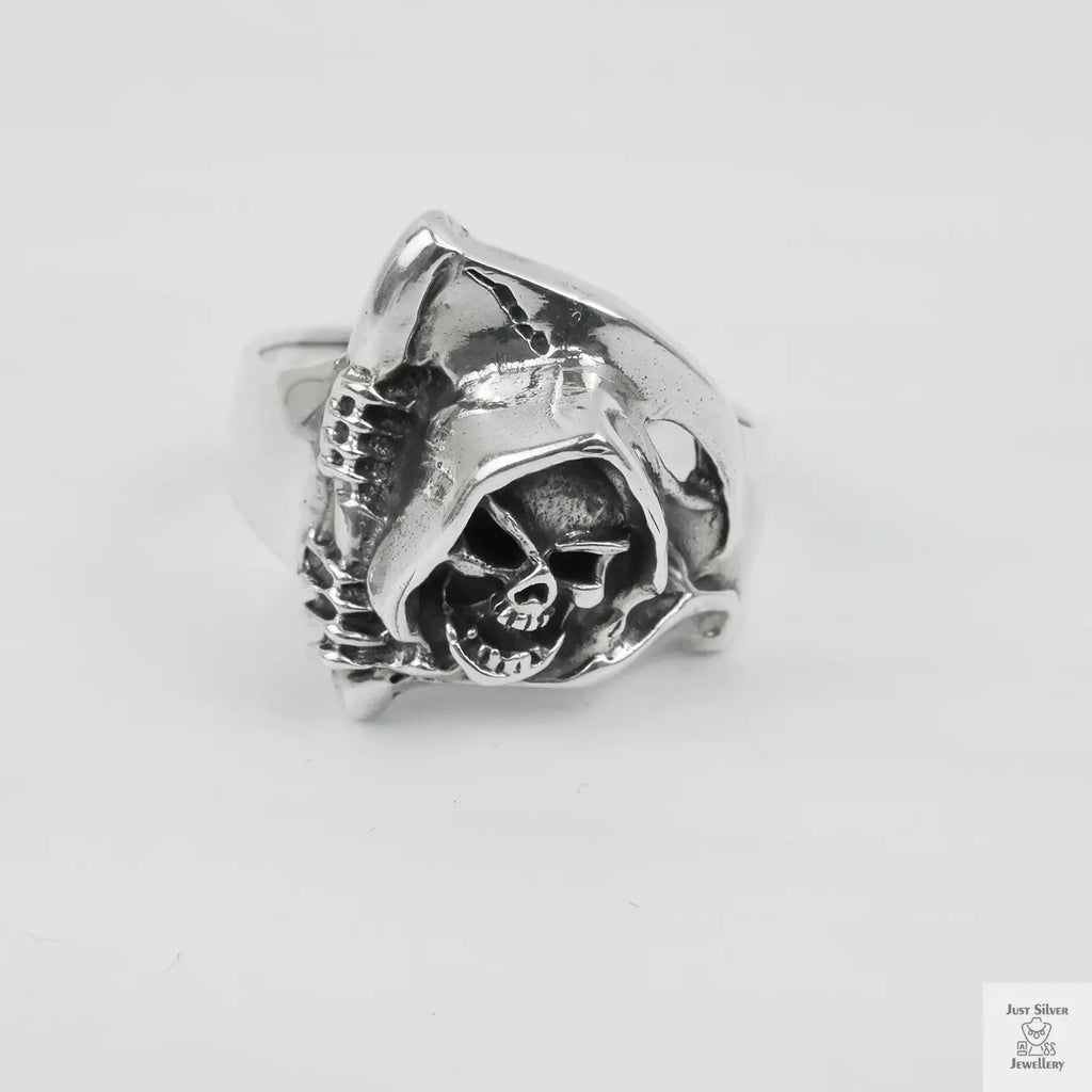 Silver Bold "Grim Reaper" Gents Ring Just Silver Jewellery
