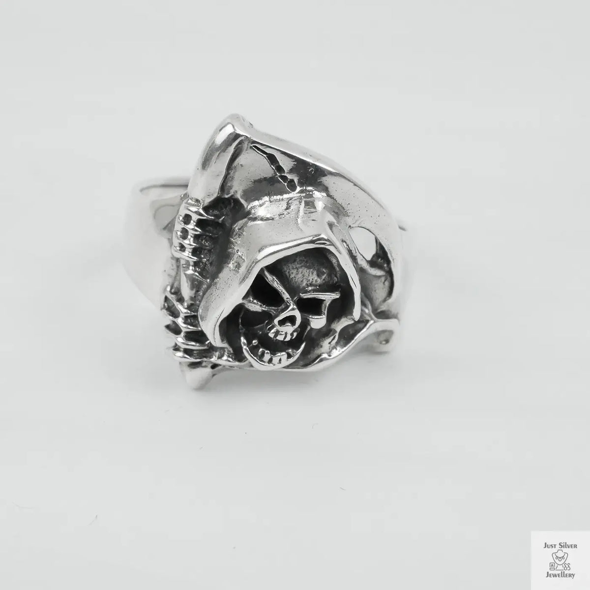 Silver Bold "Grim Reaper" Gents Ring Just Silver Jewellery