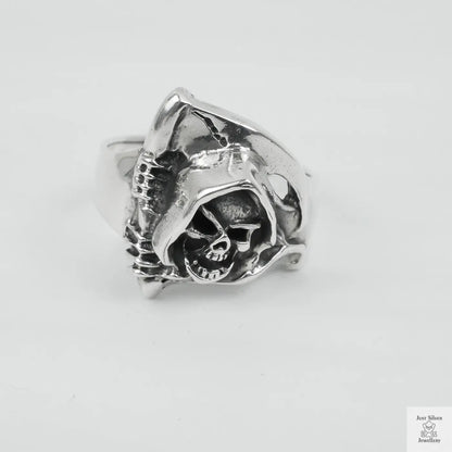 Silver Bold "Grim Reaper" Gents Ring Just Silver Jewellery