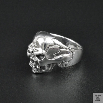 Silver Bold "Boney Skull" Gents Ring Just Silver Jewellery