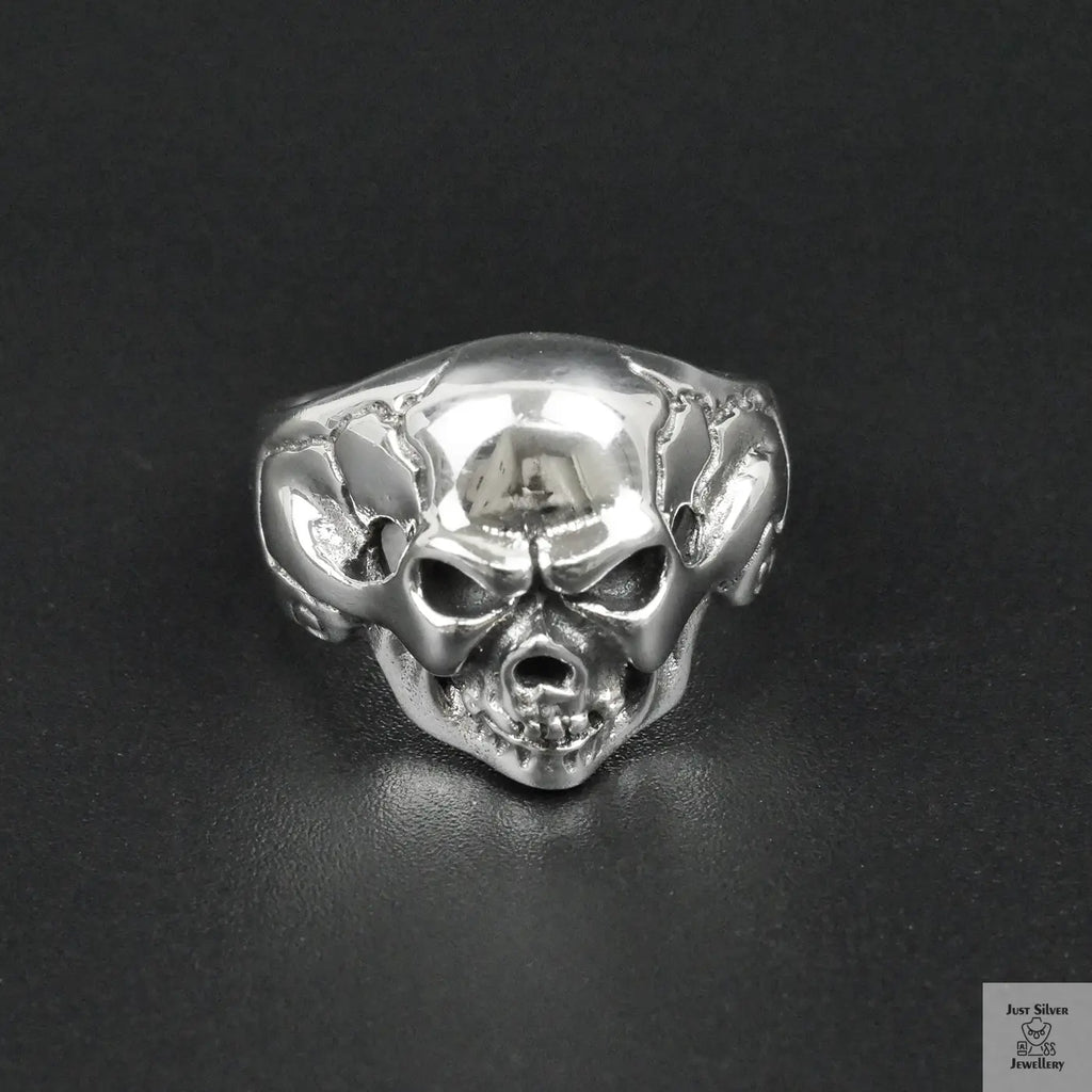 Silver Bold "Boney Skull" Gents Ring Just Silver Jewellery