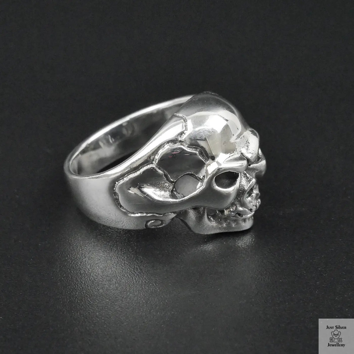 Silver Bold "Boney Skull" Gents Ring Just Silver Jewellery