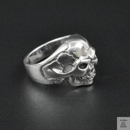 Silver Bold "Boney Skull" Gents Ring Just Silver Jewellery