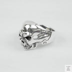 Silver Bold "Boney Skull" Gents Ring Just Silver Jewellery