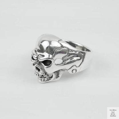 Silver Bold "Boney Skull" Gents Ring Just Silver Jewellery