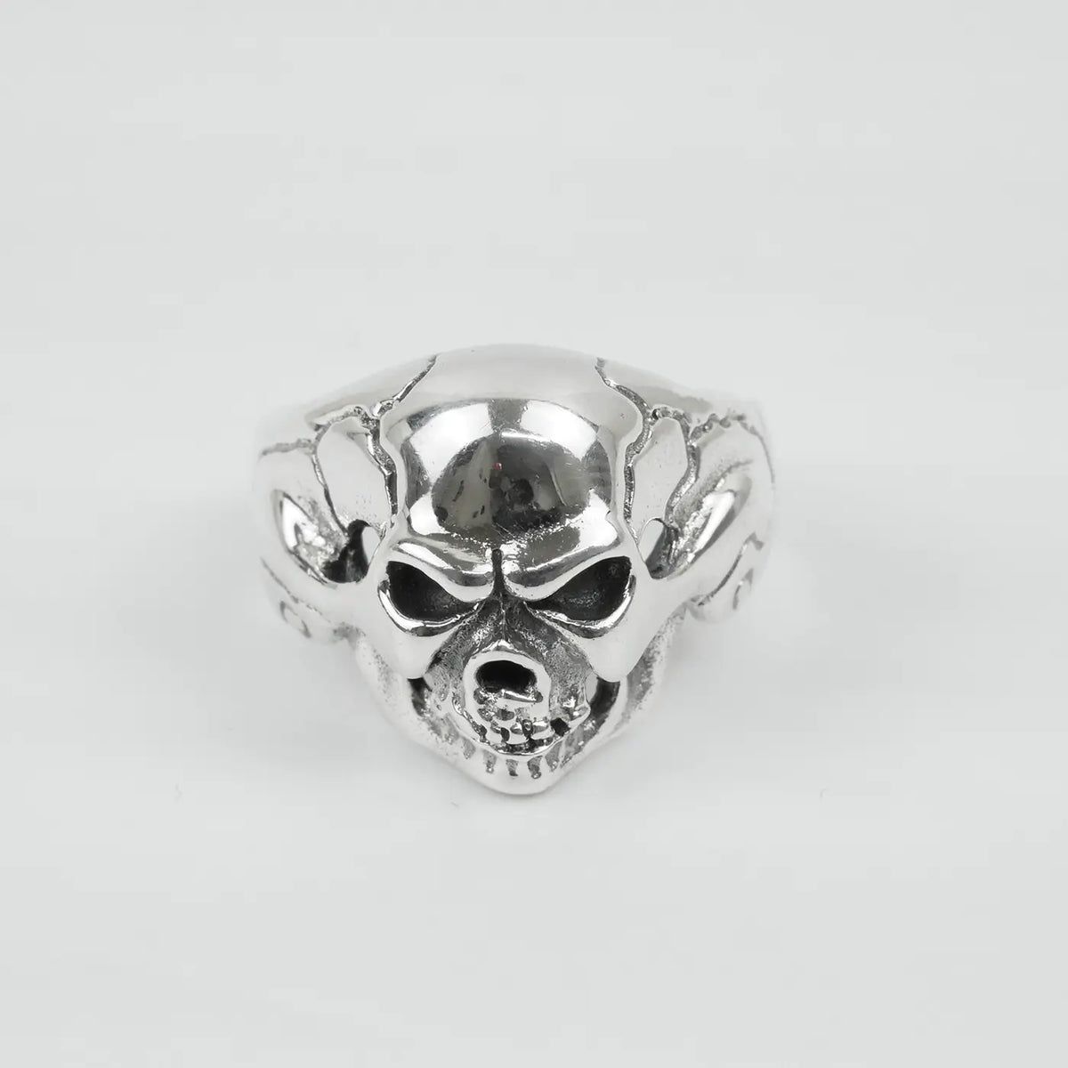 Silver Bold "Boney Skull" Gents Ring Just Silver Jewellery