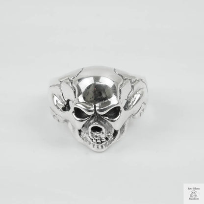 Silver Bold "Boney Skull" Gents Ring Just Silver Jewellery