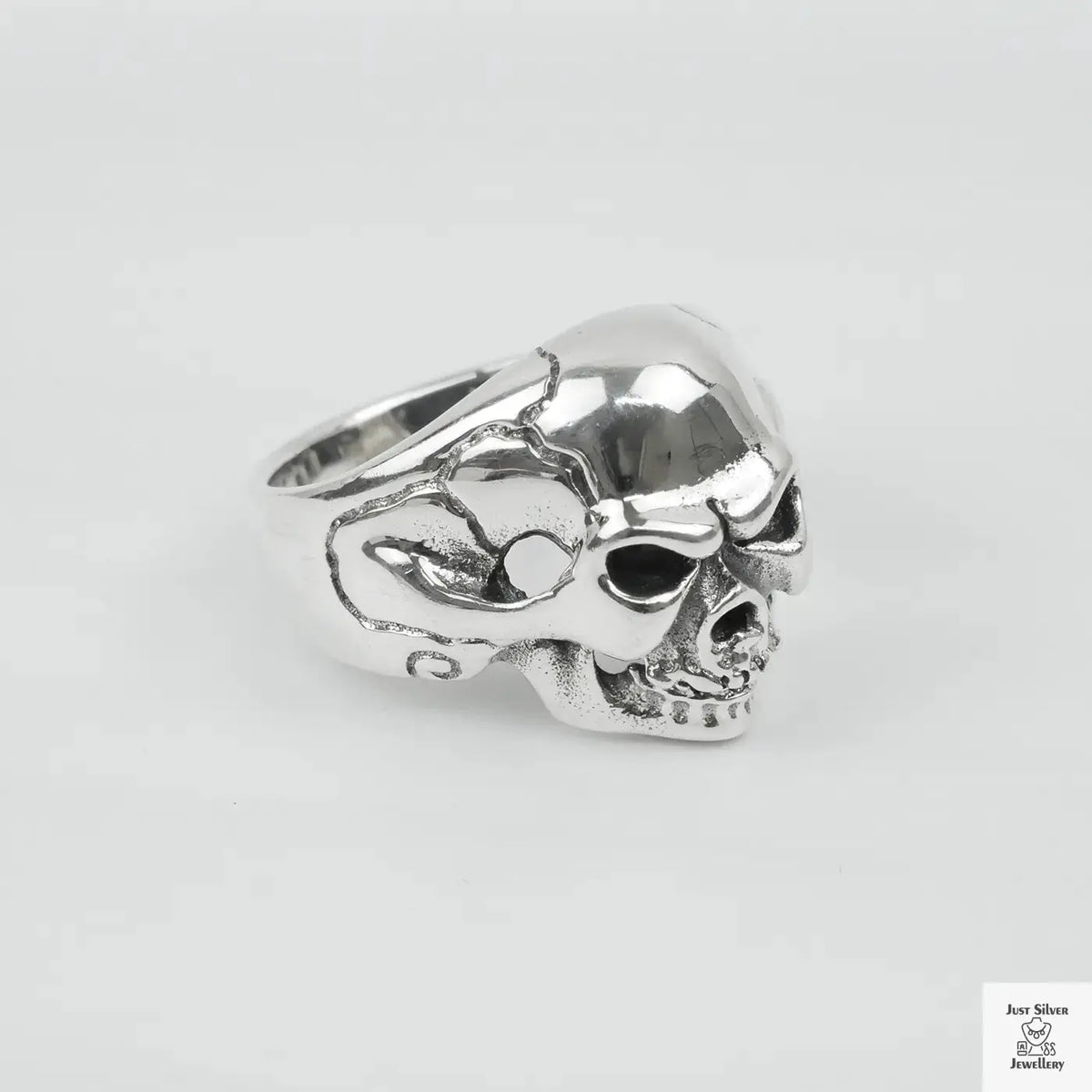 Silver Bold "Boney Skull" Gents Ring Just Silver Jewellery