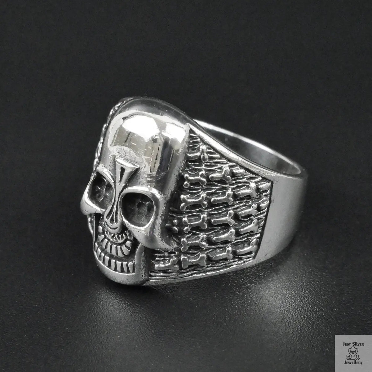 Silver Bold "Aztec Skull" Gents Ring Just Silver Jewellery