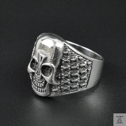 Silver Bold "Aztec Skull" Gents Ring Just Silver Jewellery