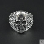 Silver Bold "Aztec Skull" Gents Ring Just Silver Jewellery