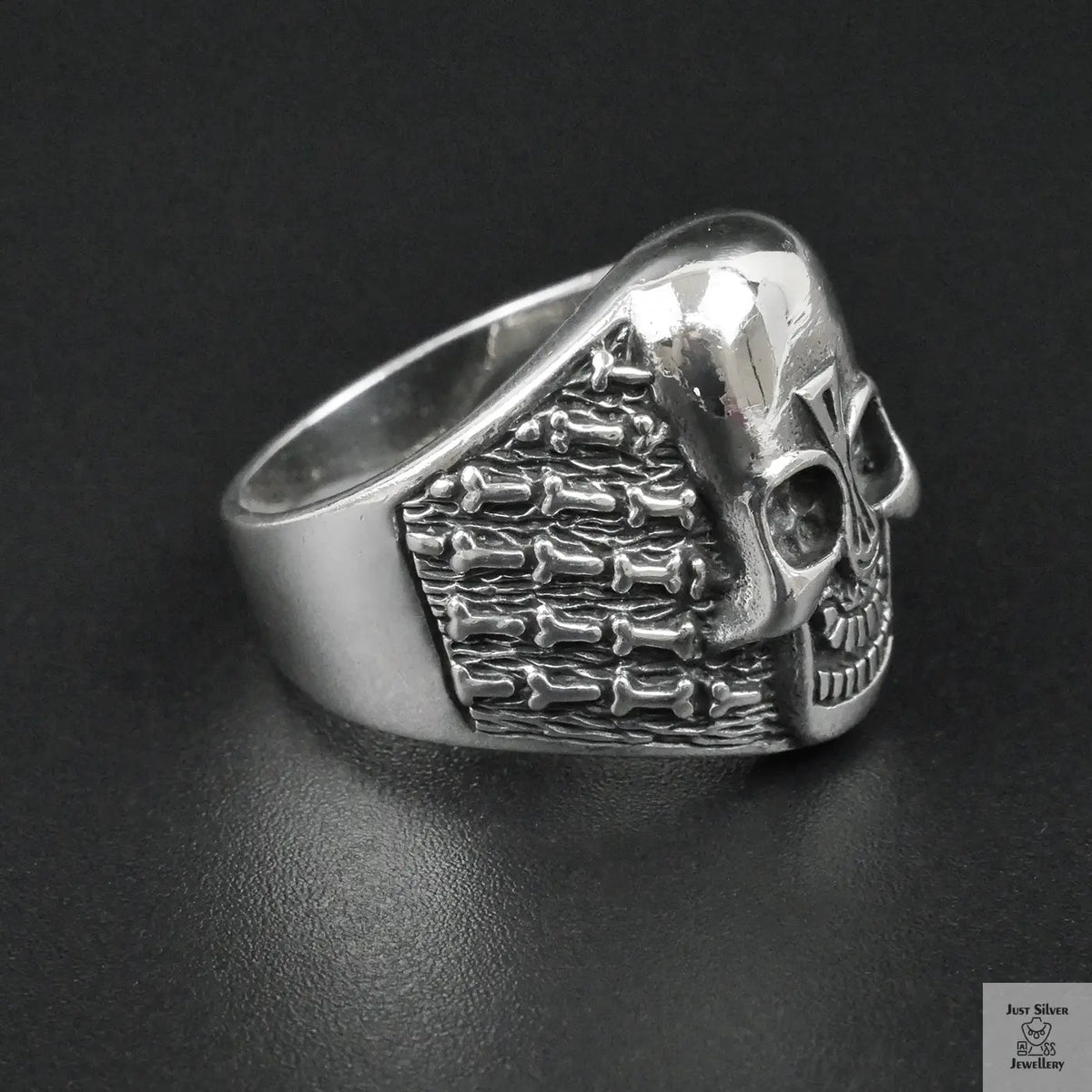 Silver Bold "Aztec Skull" Gents Ring Just Silver Jewellery