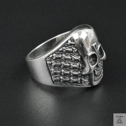 Silver Bold "Aztec Skull" Gents Ring Just Silver Jewellery