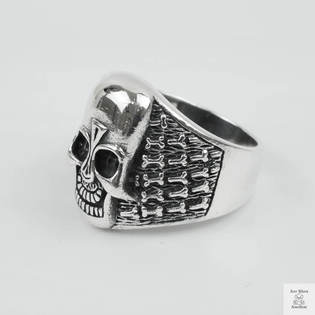 Silver Bold "Aztec Skull" Gents Ring Just Silver Jewellery