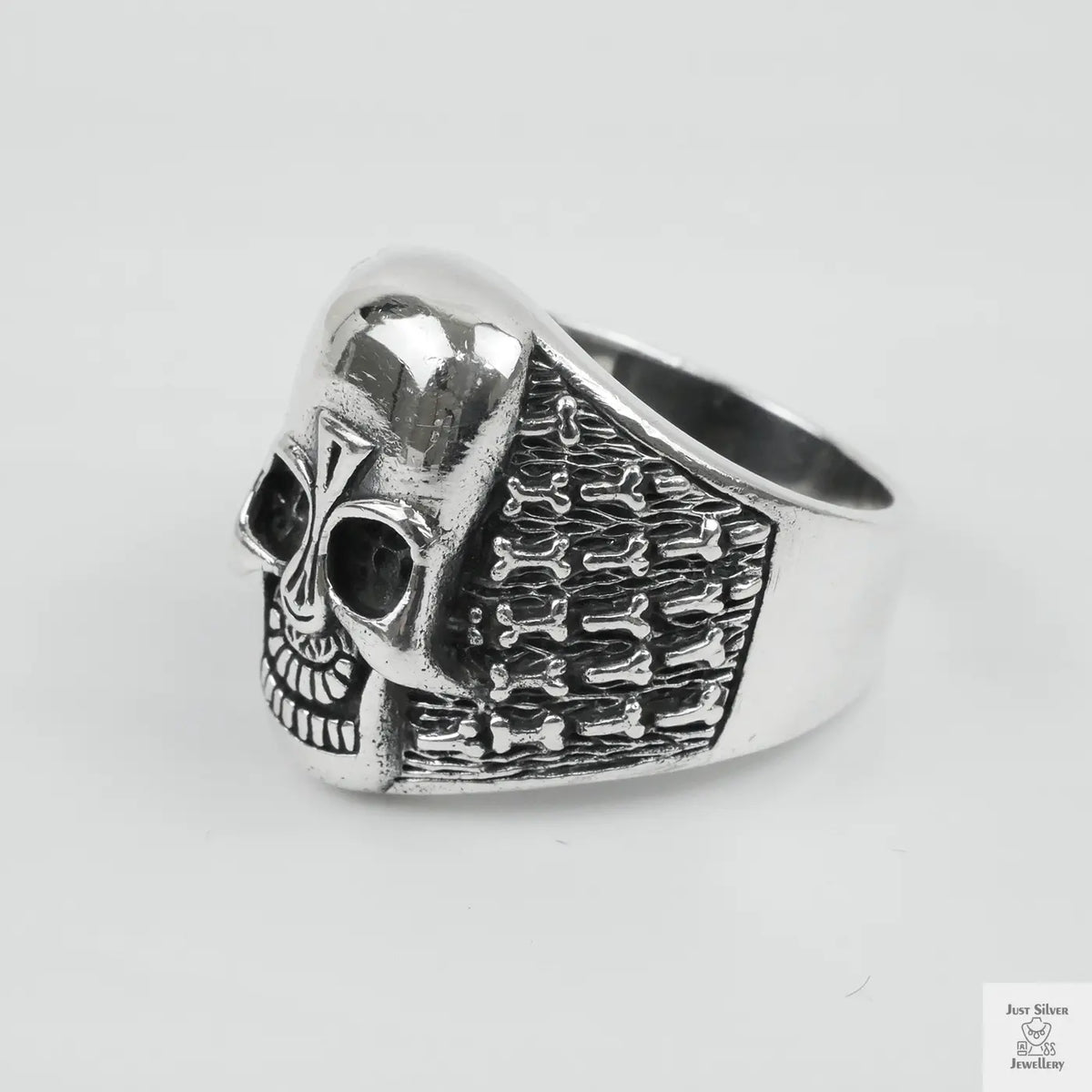 Silver Bold "Aztec Skull" Gents Ring Just Silver Jewellery