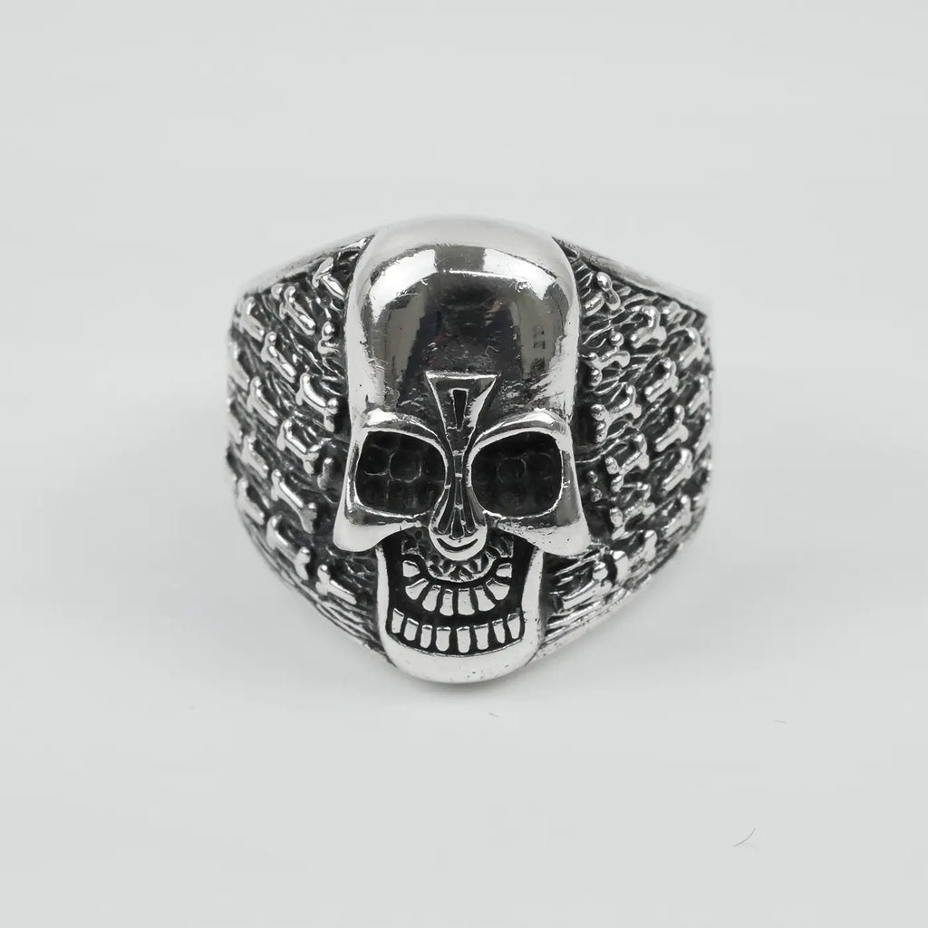 Silver Bold "Aztec Skull" Gents Ring Just Silver Jewellery