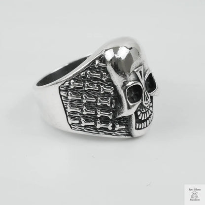 Silver Bold "Aztec Skull" Gents Ring Just Silver Jewellery