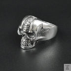 Silver Bold "Snake Skin Skull " Gents Ring Just Silver Jewellery