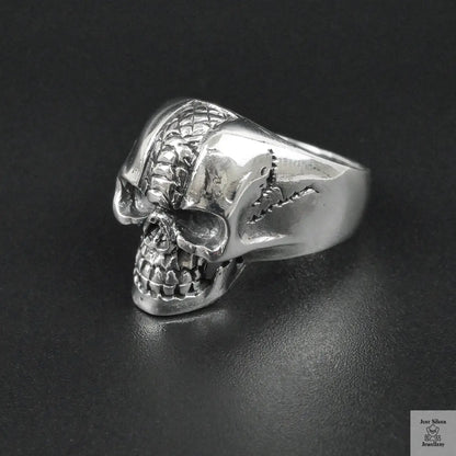 Silver Bold "Snake Skin Skull " Gents Ring Just Silver Jewellery