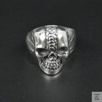 Silver Bold "Snake Skin Skull " Gents Ring Just Silver Jewellery