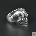 Silver Bold "Snake Skin Skull " Gents Ring Just Silver Jewellery