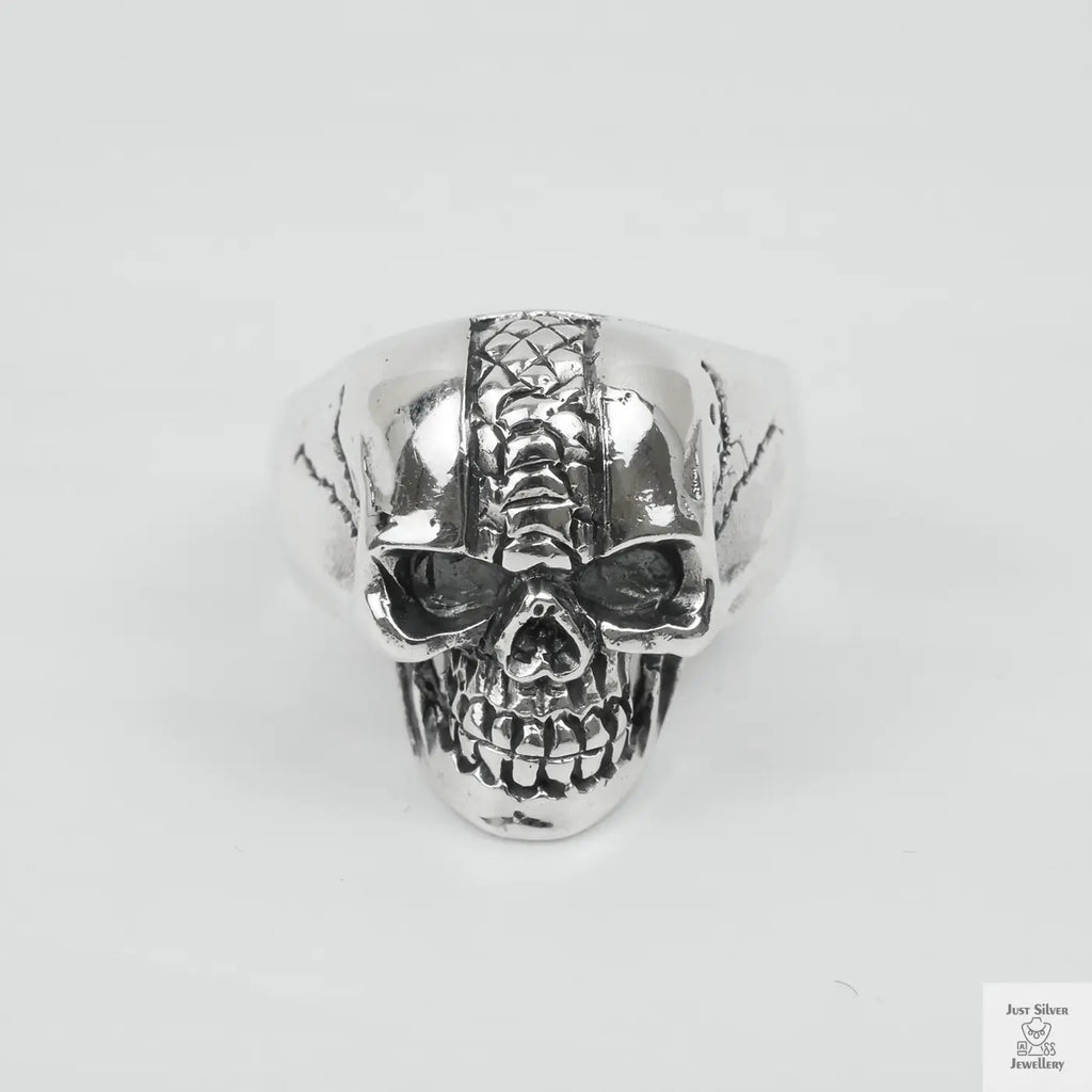 Silver Bold "Snake Skin Skull " Gents Ring Just Silver Jewellery