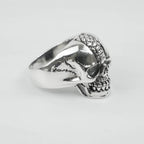 Silver Bold "Snake Skin Skull " Gents Ring Just Silver Jewellery
