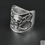 Silver Bold "Skull & Swords" Gents Ring Just Silver Jewellery
