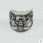 Silver Bold "Skull & Swords" Gents Ring Just Silver Jewellery