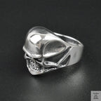 Silver Bold "Small Face Skull" Gents Ring Just Silver Jewellery