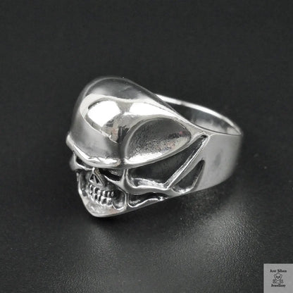 Silver Bold "Small Face Skull" Gents Ring Just Silver Jewellery