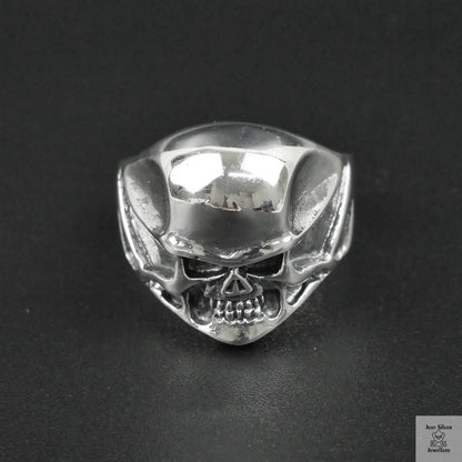 Silver Bold "Small Face Skull" Gents Ring Just Silver Jewellery