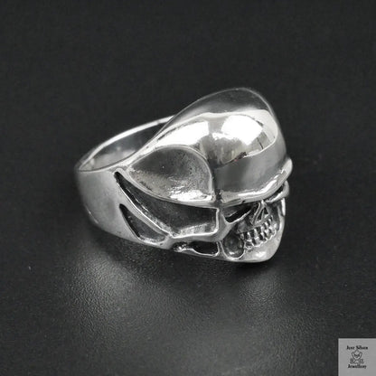 Silver Bold "Small Face Skull" Gents Ring Just Silver Jewellery